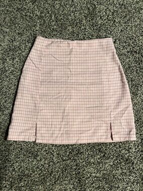 Brandy Melville Pink Plaid Mini Skirt